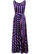 Silvia Tcherassi Stripe Flared Midi Dress - Pink & Purple