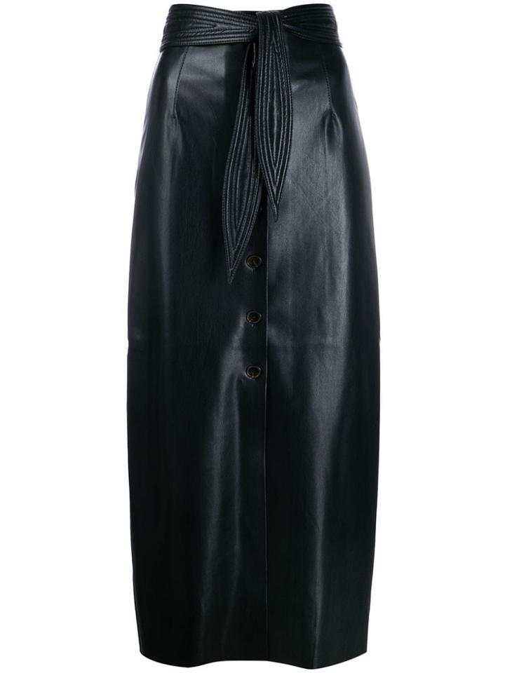 Nanushka Arfen Vegan Leather Belted Skirt - Black