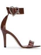 Paris Texas Heart Buckle Sandals - Brown