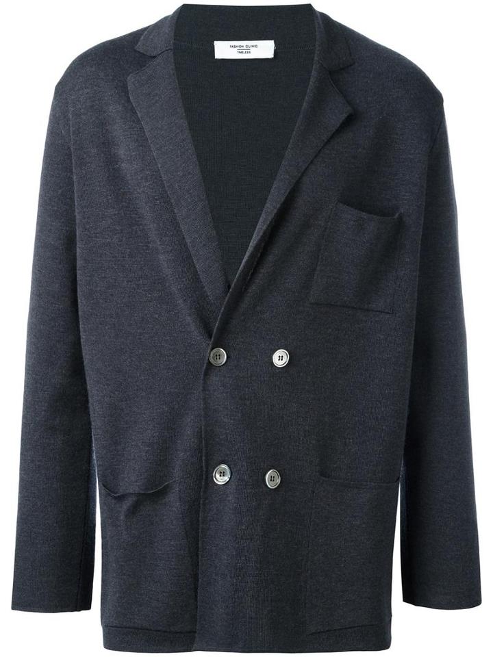 Fashion Clinic Double Breasted Cardigan, Men's, Size: Small, Grey, Wool
