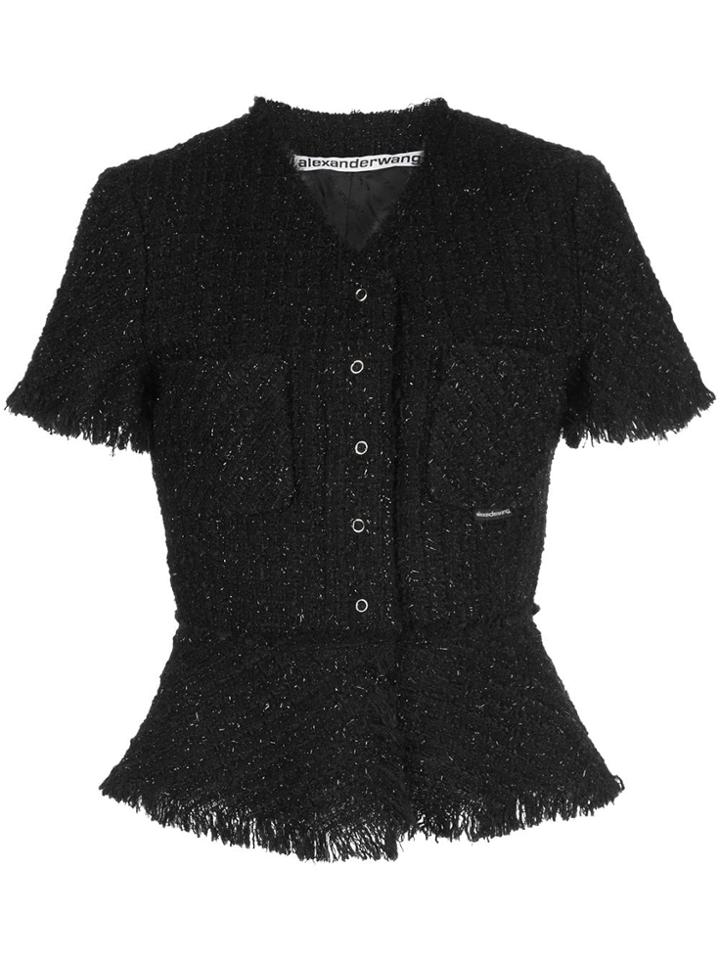 Alexander Wang Tweed Buttoned Top - Black