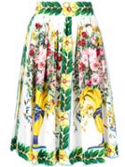 Dolce & Gabbana - Floral Print Skirt - Women - Cotton - 46, White, Cotton