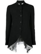 Forme D'expression - Printed Layer Trapeze Hem Jacket - Women - Cotton/linen/flax/acetate/viscose - 42, Black, Cotton/linen/flax/acetate/viscose