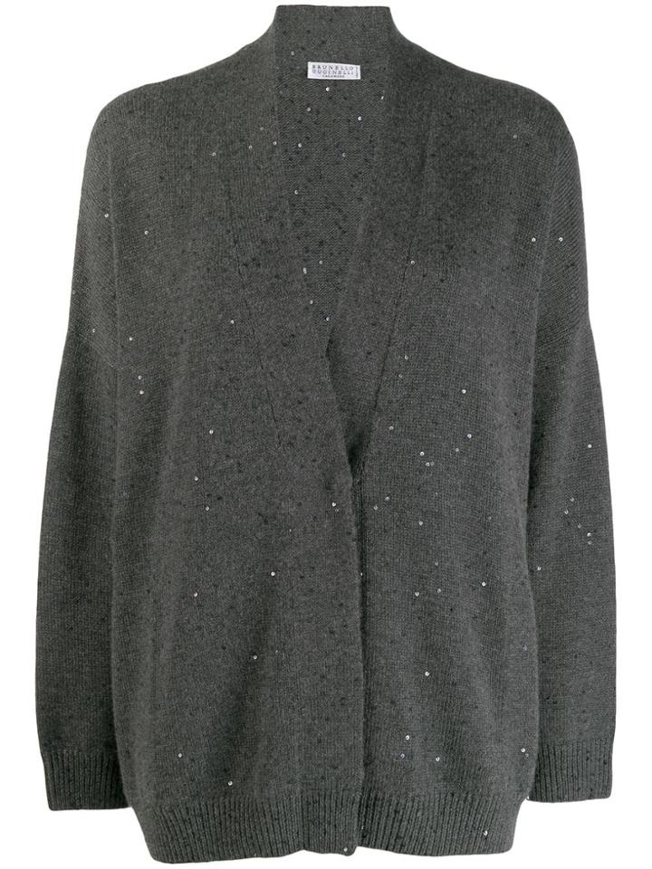 Brunello Cucinelli Sequin Embroidered Cardigan - Grey