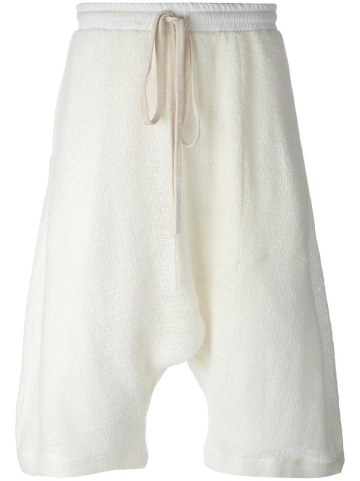 Lost & Found Ria Dunn Drop Crotch Track Shorts, Men's, Size: Medium, White, Linen/flax/cotton/polyurethane