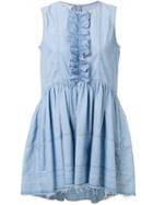 Sonia Rykiel Ruffled Panel Sleeveless Dress, Women's, Size: 36, Blue, Cotton