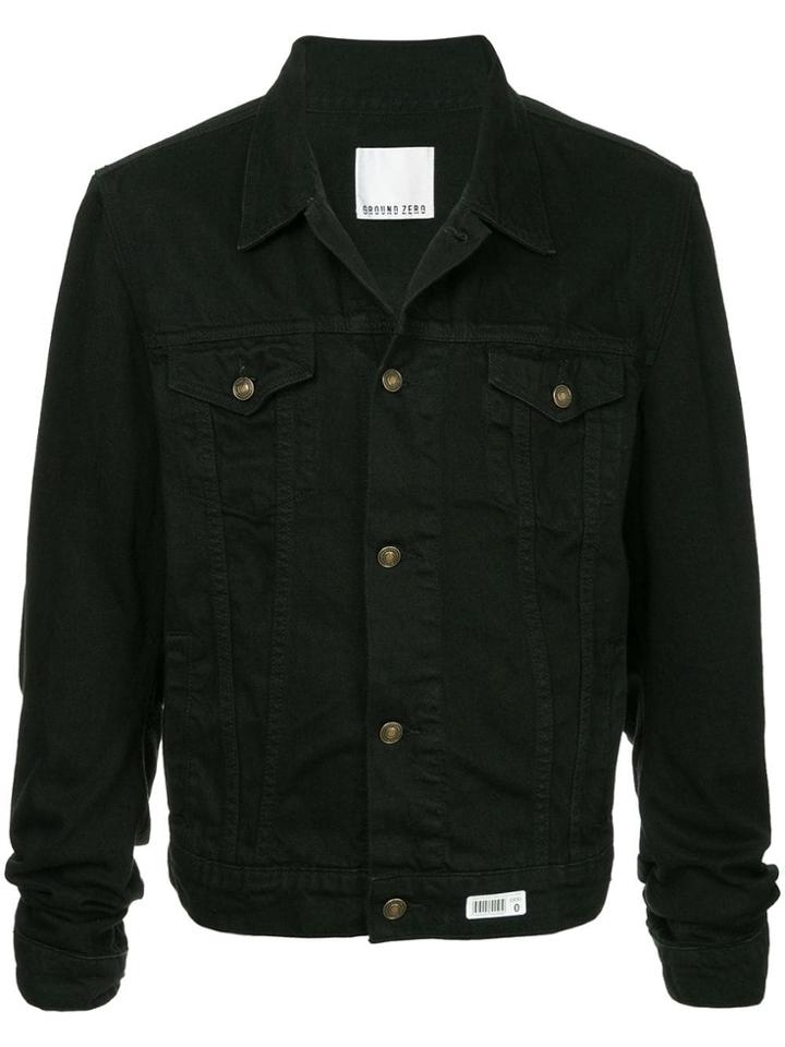 Ground Zero Curve-cut Sleeve Denim Jacket - Black