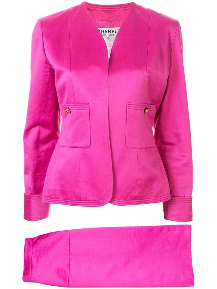Chanel Pre-owned Cc Logos Button Setup Suit Jacket - Pink