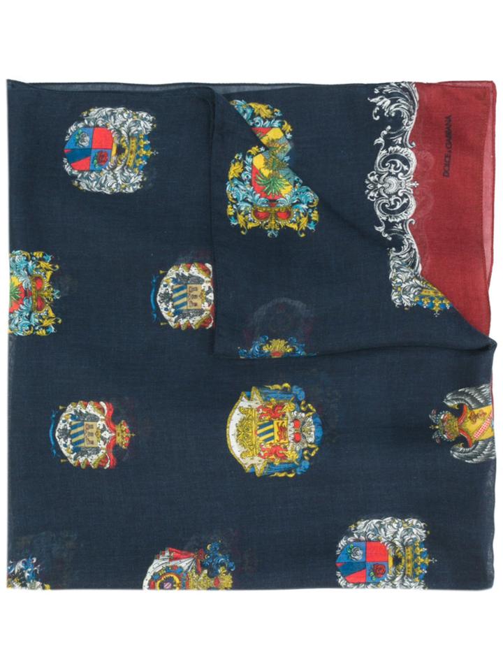 Dolce & Gabbana Kids - Emblem Print Scarf - Kids - Cashmere/modal - One Size, Blue