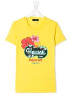 Dsquared2 Kids Teen Hawaii Print T-shirt - Yellow