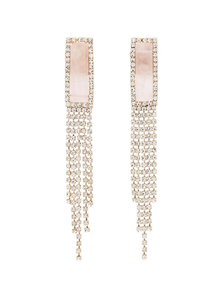Rosantica Gold-tone Stone And Crystal Drop Earrings - Pink