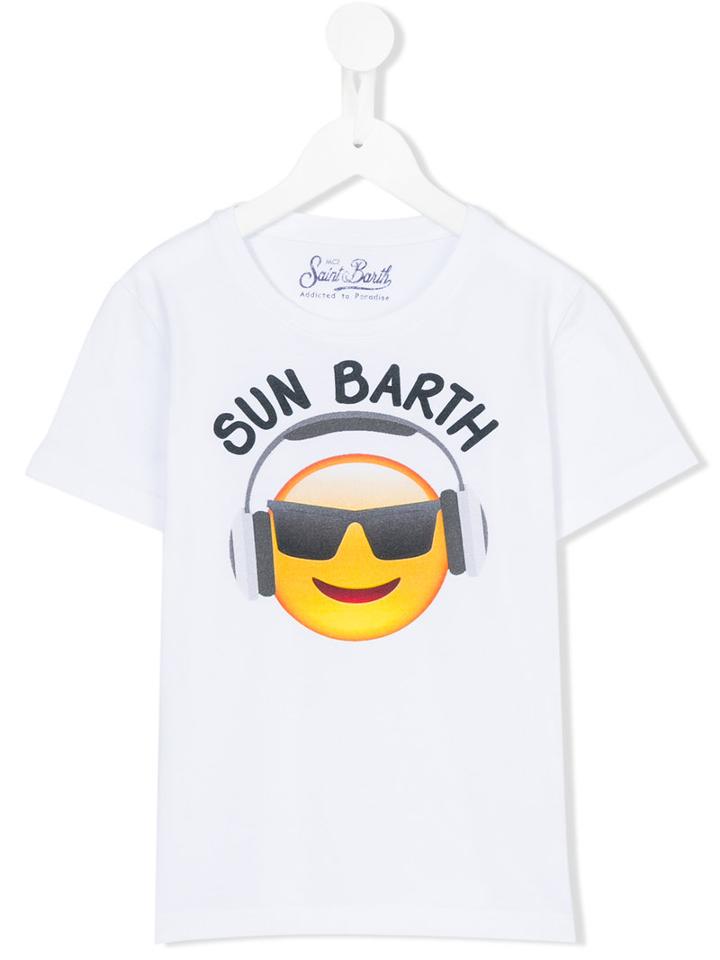 Mc2 Saint Barth Kids - Sun Barth Emoji T-shirt - Kids - Cotton - 8 Yrs, Boy's, White