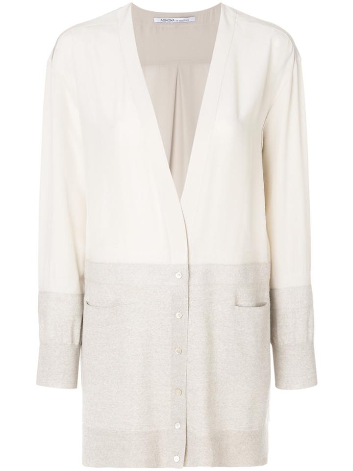 Agnona Panelled Cardigan - Nude & Neutrals
