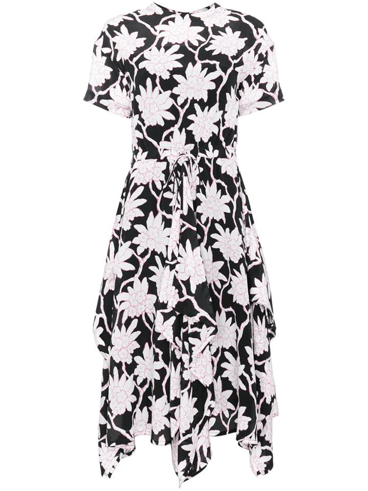 Valentino Asymmetric Floral Dress - Black