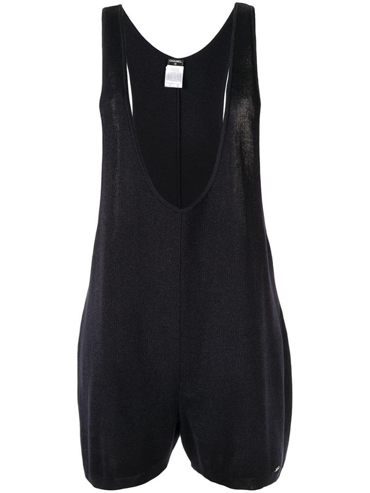 Chanel Pre-owned Plunging Neck Playsuit - Black
