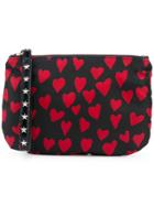 Red Valentino Heart Print Zipped Clutch - Black