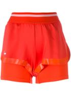 Adidas By Stella Mccartney Logo Print Shorts, Women's, Size: Small, Red, Polyester/spandex/elastane