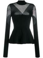 Karl Lagerfeld Mesh Panels Knitted Top - Black