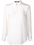 Karl Lagerfeld Slit Longsleeved Blouse - White