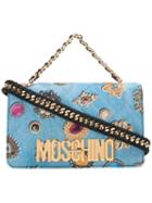 Moschino Jewel Print Shoulder Bag, Women's, Blue, Leather
