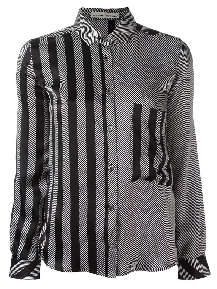 Golden Goose Deluxe Brand Striped Satin Shirt, Women's, Size: Medium, Black, Silk