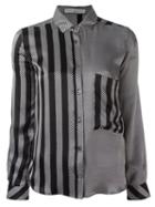 Golden Goose Deluxe Brand Striped Satin Shirt, Women's, Size: Medium, Black, Silk