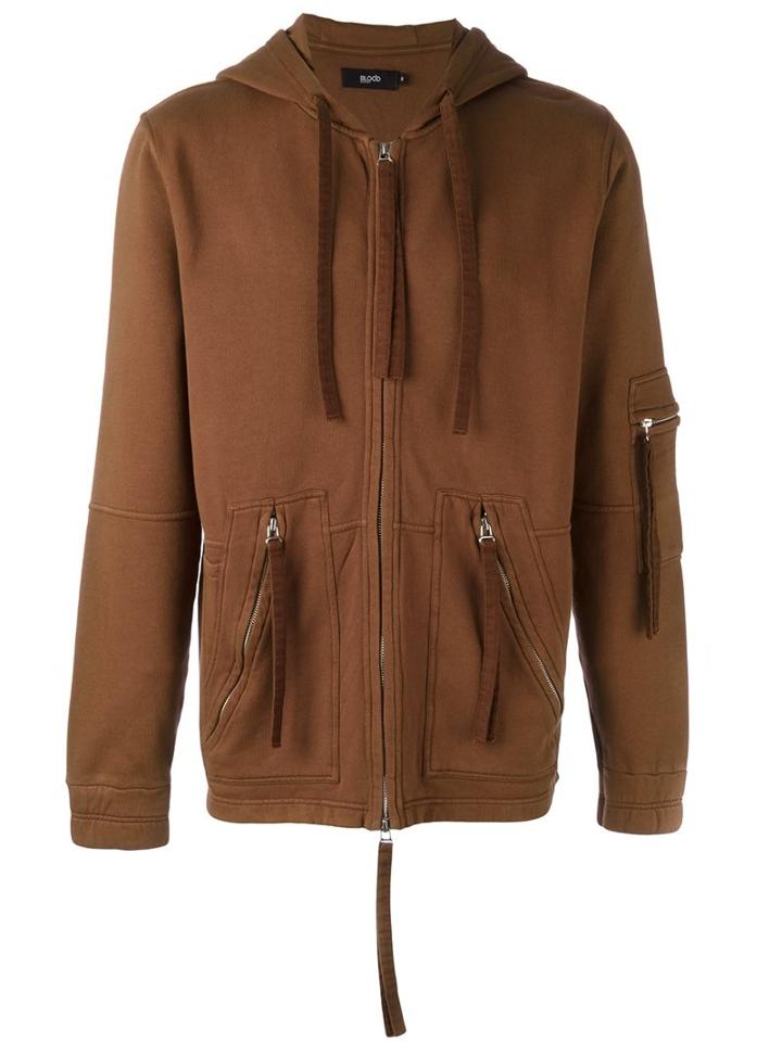 Blood Brother 'utility' Zipped Hoodie, Men's, Size: Small, Brown, Cotton