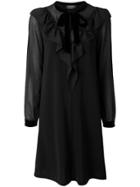 Max Mara Studio Ruffled Tie Collar Dress - Black