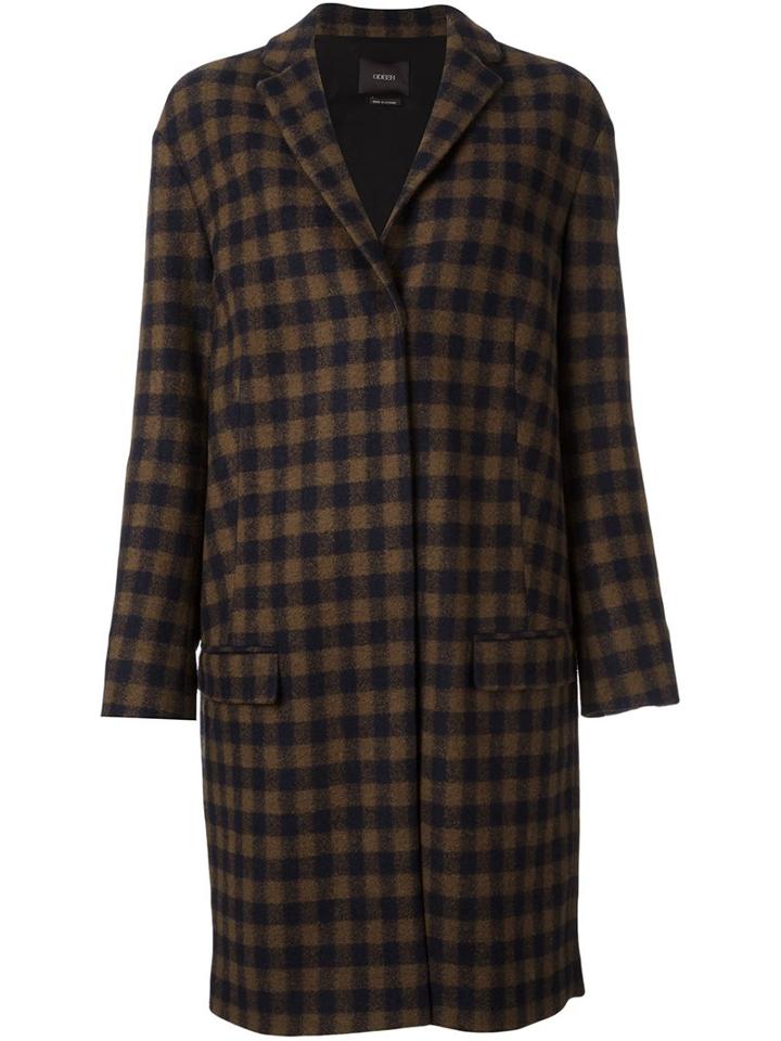 Odeeh Checked Knee Length Coat