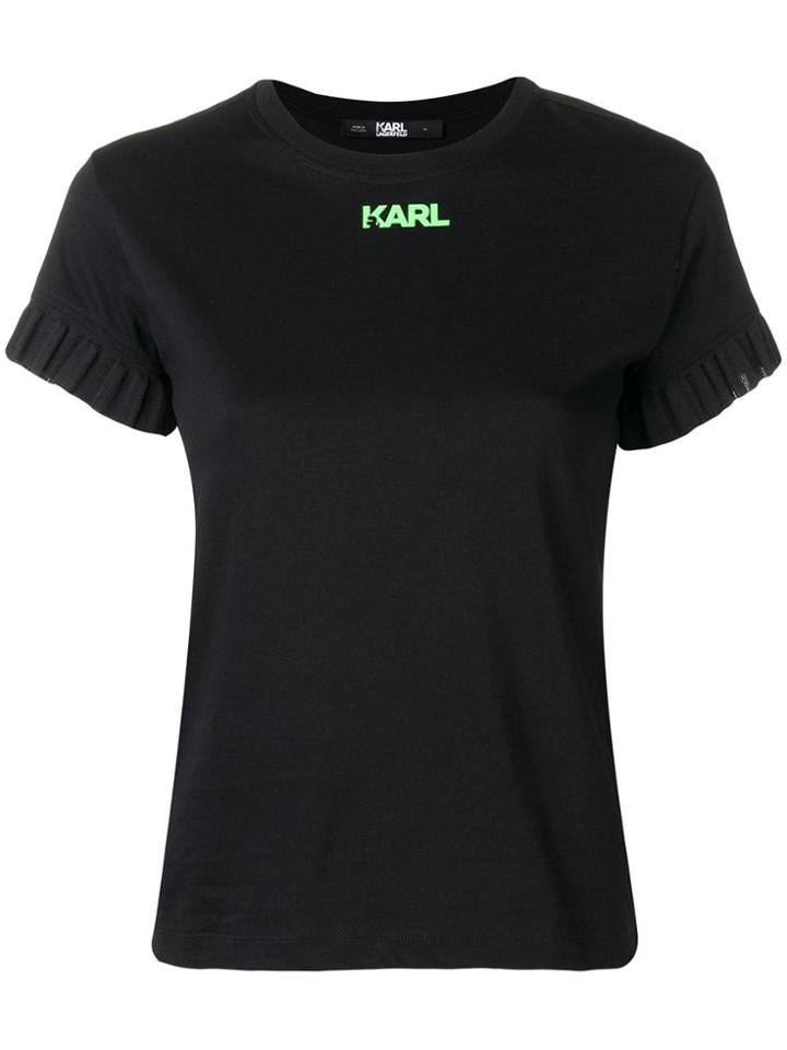 Karl Lagerfeld Neon Lights Frill T-shirt - Black