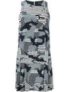 Neil Barrett Camouflage Print Dress, Women's, Size: 40, Black, Cupro/silk/spandex/elastane