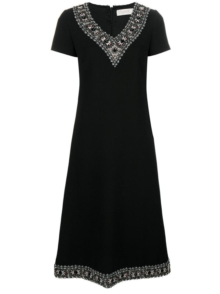 Goat Embellished Neckline Dress - Black