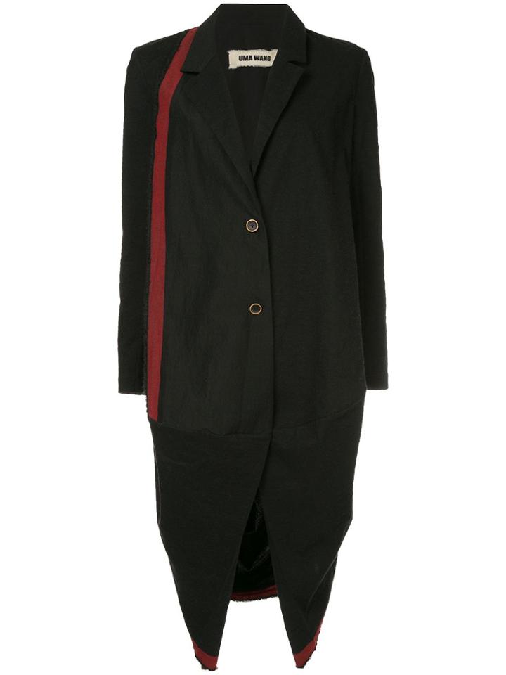 Uma Wang Stripe Trim Coat - Black