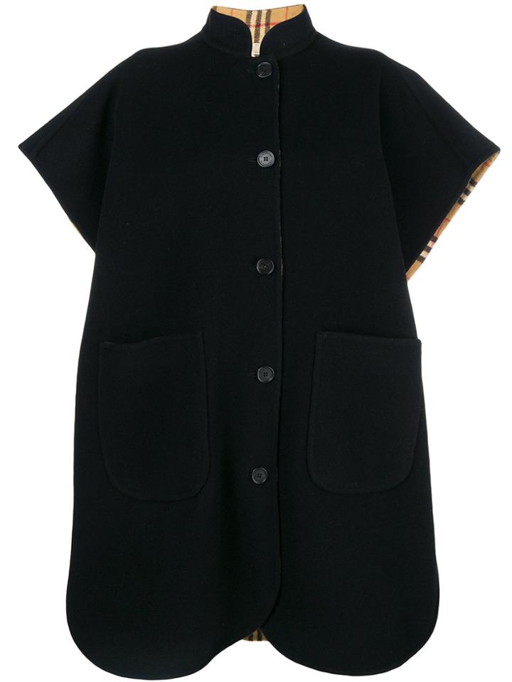Burberry Loose Fitted Cape Coat - Black