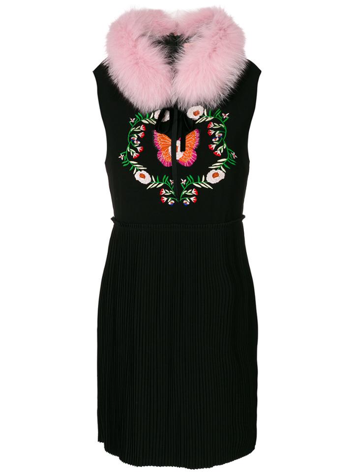Amuse Pansy Embroidered Dress - Black