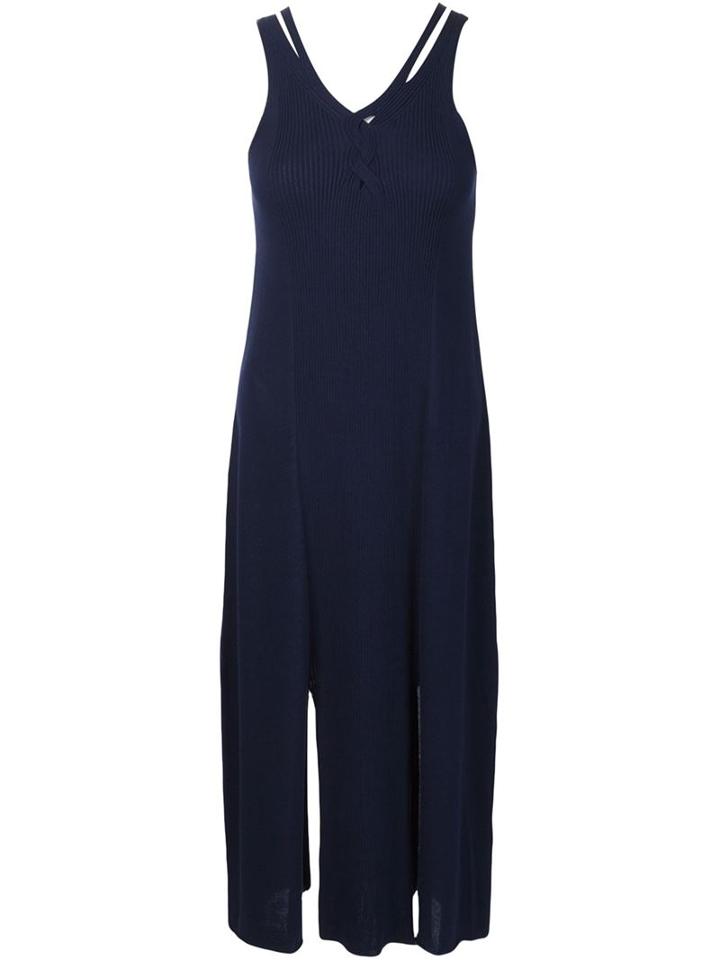 Tess Giberson Slash Detailed Ribbed Dress, Women's, Size: M, Blue, Cotton/viscose