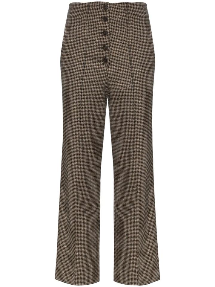 Nanushka Houndstooth Tweed Trousers - Brown