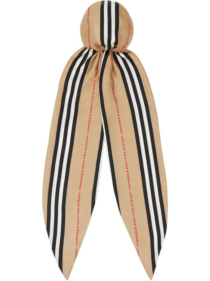 Burberry Icon Stripe Print Silk Hair Scarf - Yellow