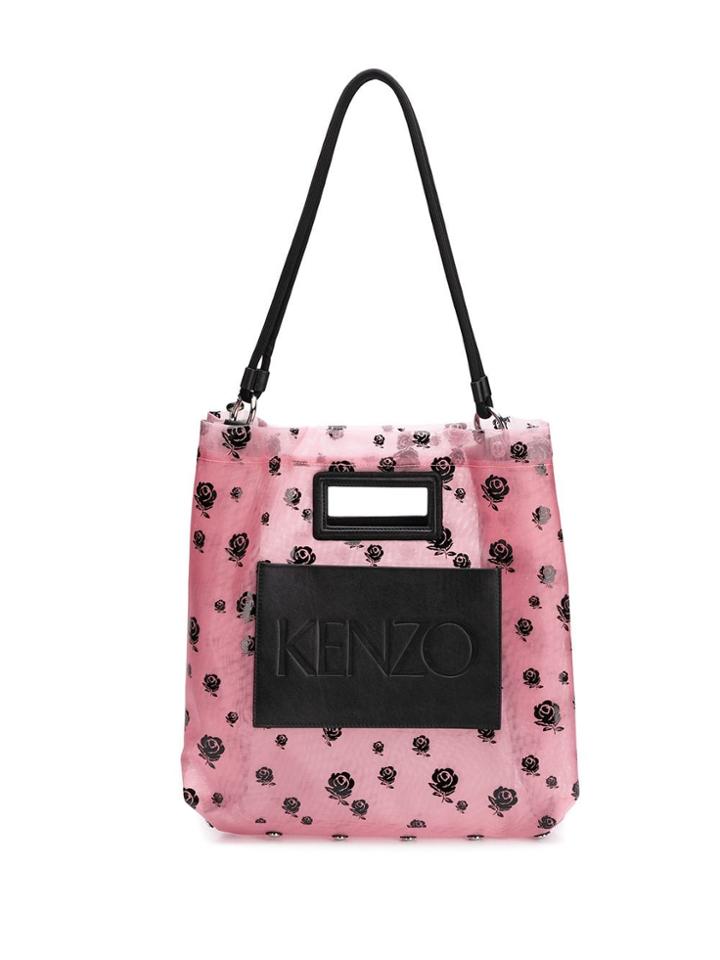 Kenzo Rose-print Mesh Tote - Pink