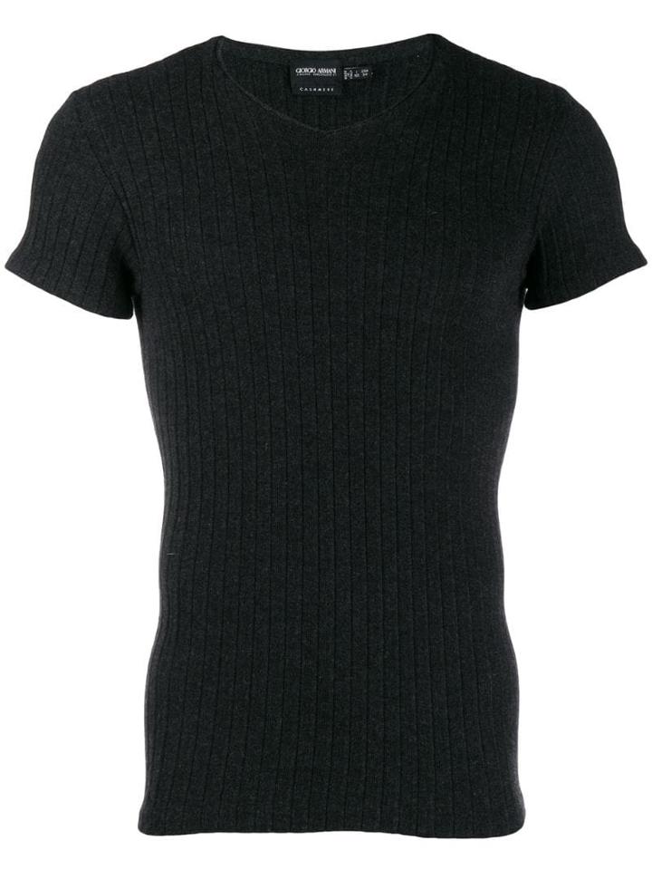 Giorgio Armani Pre-owned 1990's Cashmere Shortsleeved Ribbed Sweater -