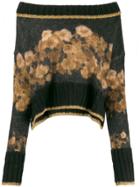 Twin-set Off-the-shoulder Floral Jumper - Black