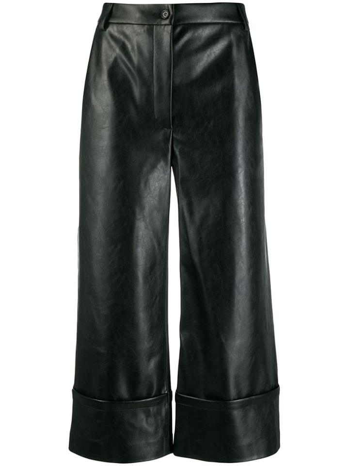 Brognano Faux-leather Cropped Trousers - Black