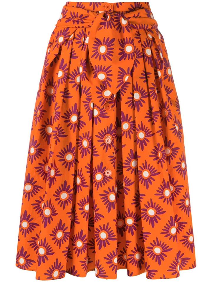 Aspesi Pleated Midi Skirt - Orange