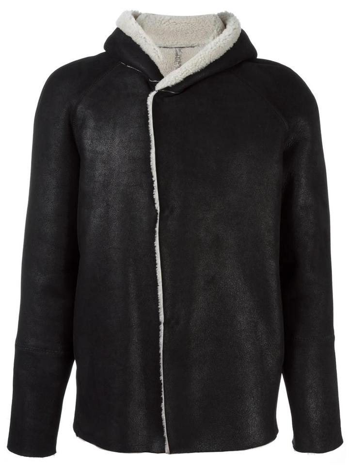 Salvatore Santoro Shearling Lined Hooded Jacket, Men's, Size: 52, Black, Leather