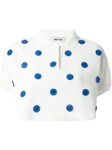 Tamaki Fujie Cropped Embellished Polo Shirt