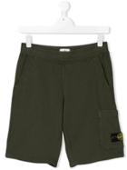 Stone Island Junior Logo Patch Track Shorts - Green