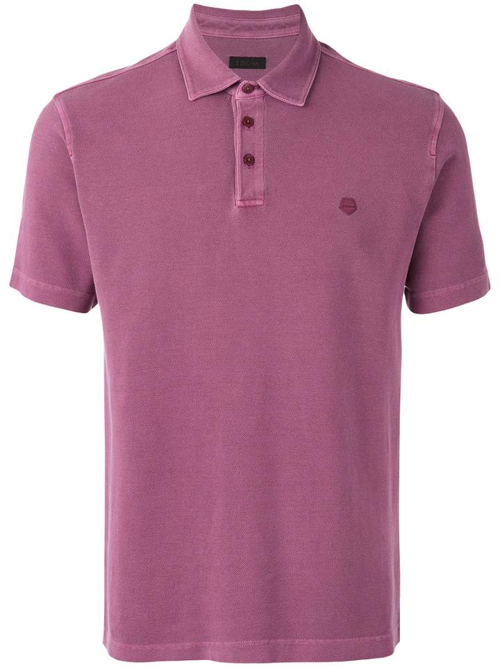 Z Zegna Logo Polo Shirt, Men's, Size: Small, Pink/purple, Cotton