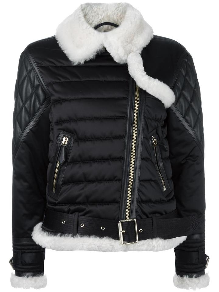 Burberry Padded Biker Jacket, Women's, Size: Small, Black, Lamb Skin/polyester/polyamide/sheep Skin/shearling