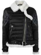 Burberry Padded Biker Jacket, Women's, Size: Small, Black, Lamb Skin/polyester/polyamide/sheep Skin/shearling