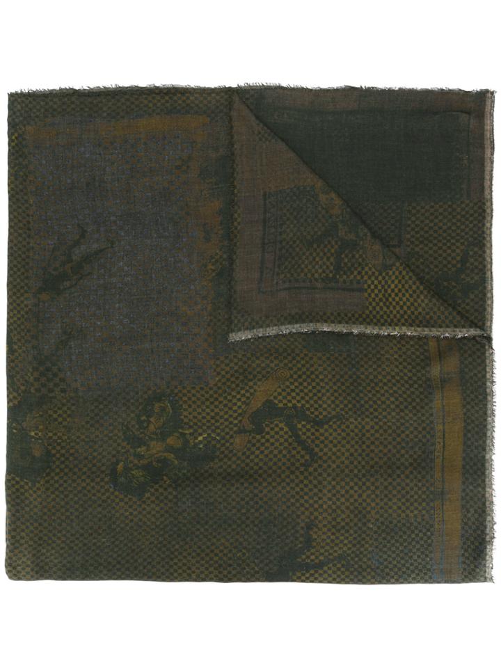Ziggy Chen Tile Print Scarf - Green